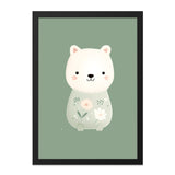 Floral Bear Wall Art, Cute Animal Print, Nursery Decor, Baby Room Art, Kids Wall Decor, Pastel Artwork, Woodland Creature Art - Tawshia
