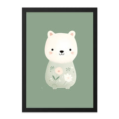 Floral Bear Wall Art, Cute Animal Print, Nursery Decor, Baby Room Art, Kids Wall Decor, Pastel Artwork, Woodland Creature Art - Tawshia