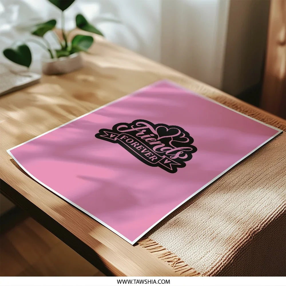 Friends Forever Photographic Prints, Friendship Wall Art, Pink Decor, Gift For Best Friend, Home Decor, Minimalist Art - Tawshia