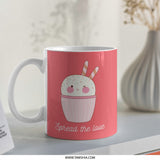 Cute Bunny Cupcake Mug, Spread the Love Mug, Kawaii Cupcake, Fun Mug, Gift for Her, Novelty Mug, Sweet Treat Mug, Baking Lover - Tawshia