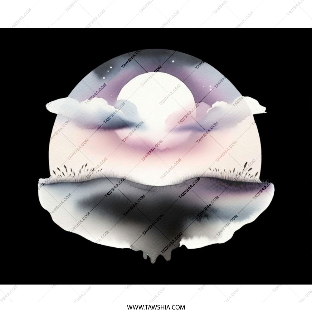 Watercolor Moon Mouse Pad, Pastel Sky Desk Mat, Night Sky Gaming Mat, Celestial Art Mousepad, Fantasy Landscape Computer Accessories - Tawshia