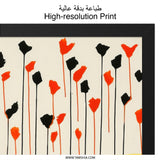Abstract Floral Wall Art, Red Black Flowers Print, Modern Art Poster, Botanical Wall Decor, Unique Home Gift, Trendy Wall Art - Tawshia