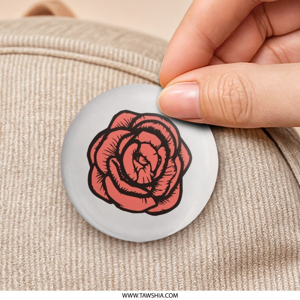 Pink Rose Pinback Button, Floral Button Badge, Cute Button Pin, Botanical Button, Gift for Her, Flower Pinback, Rose Lover Gift - Tawshia