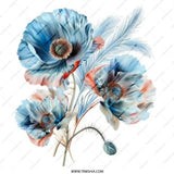 Blue Poppy Pinback Button, Floral Button Badge, Flower Art Pin, Botanical Pin, Cute Button Pin, Trendy Pin Button, Gift for Her, Aesthetic - Tawshia