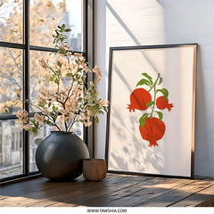 Pomegranate Wall Art, Fruit Print, Modern Art Print, Kitchen Decor, Nature Wall Decor, Minimalist Wall Art, Pomegranate Art Print - Tawshia