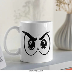 Cartoon Owl Eyes Mug, Funny Coffee Mug, Quirky Gift Idea, Unique Tea Cup, Novelty Drinkware, Cute Mug, Coffee Lover Gift - Tawshia