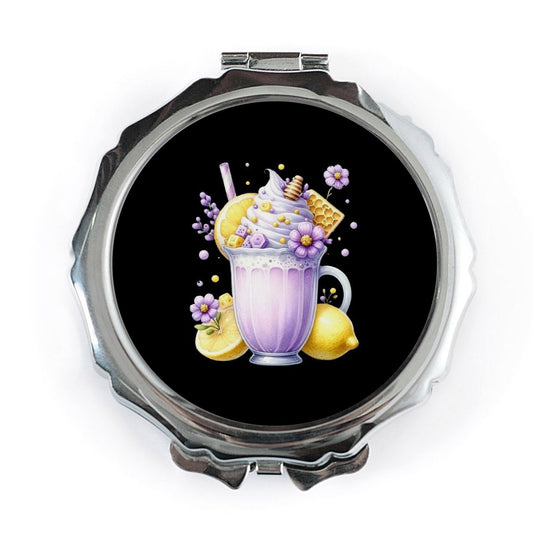 Lemonade Pocket Mirror, Honeycomb, Purple Flowers, Drink Design, Cute Pocket Mirror, Makeup Mirror, Compact Mirror, Travel Mirror - Tawshia
