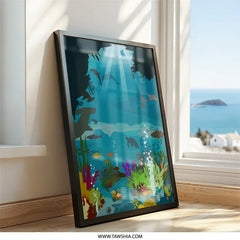 Ocean Wall Art, Undersea Print, Marine Life Decor, Sea Animals Poster, Ocean Scene Artwork, Coastal Home Decor, Nautical Wall Decor - Tawshia