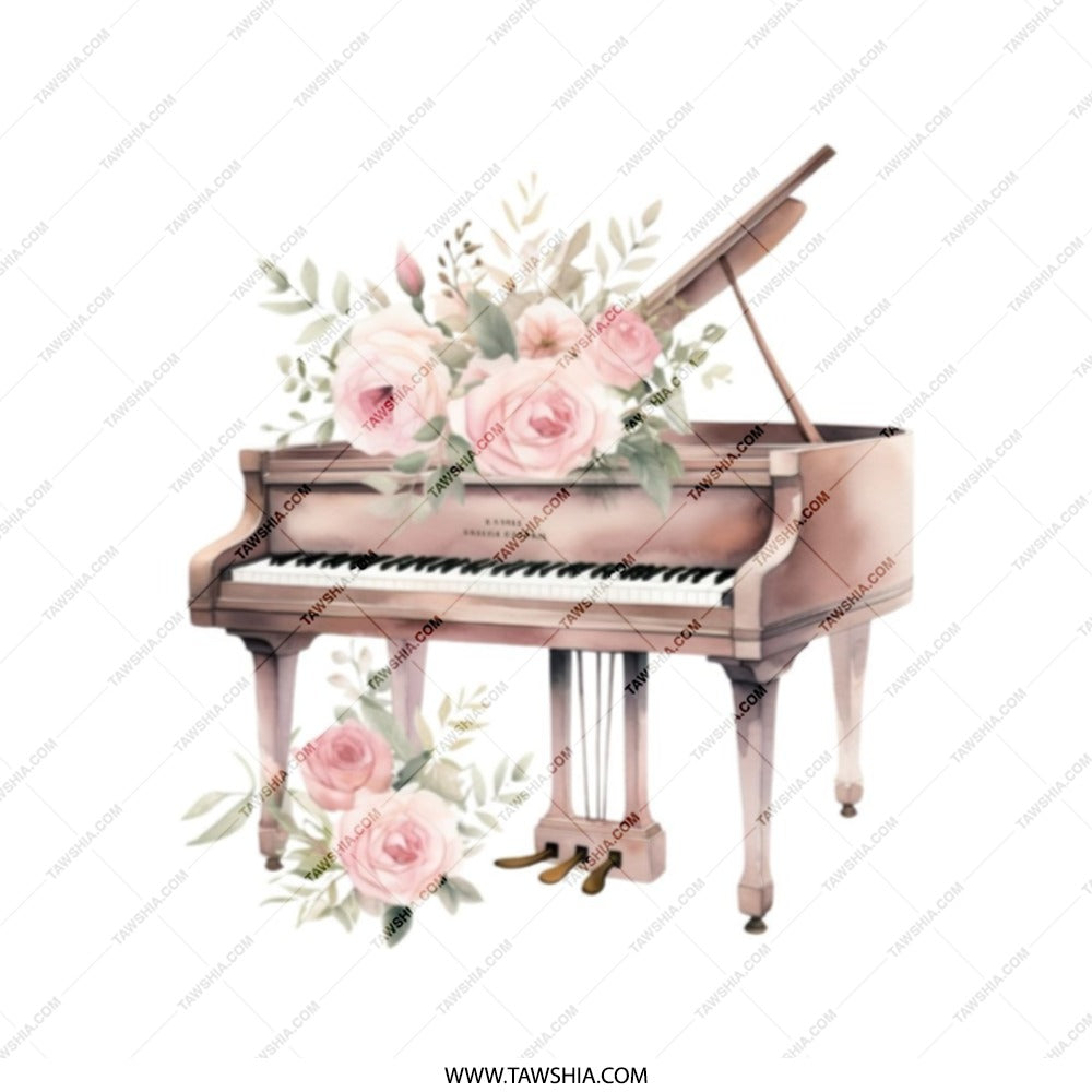 Piano Tote Bag, Floral Music Bag, Gift for Pianist, Music Lover Tote, Piano Teacher Gift, Aesthetic Tote Bag, Book Bag, Shopping Tote - Tawshia
