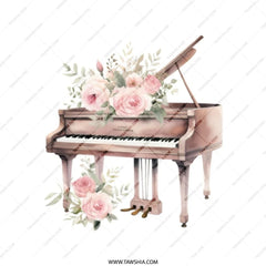 Piano Tote Bag, Floral Music Bag, Gift for Pianist, Music Lover Tote, Piano Teacher Gift, Aesthetic Tote Bag, Book Bag, Shopping Tote - Tawshia