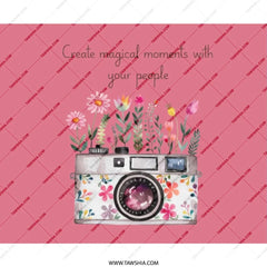 Floral Camera Mouse Pad, Create Magical Moments, Pink Office Decor, Photography Lover Gift, Unique Desk Accessory - Tawshia