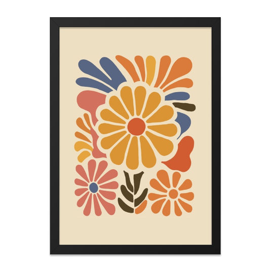 Abstract Floral Wall Art, Modern Flower Print, Botanical Artwork, Colorful Home Decor, Scandinavian Art, Living Room Art, Framed Art - Tawshia