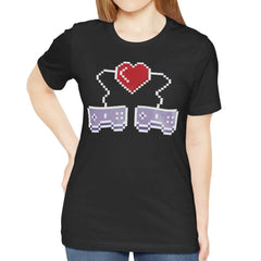 Pixel Heart Gamer Love Black Graphic Tee product