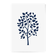 Blue Tree Photographic Print, Minimalist Tree Art, Navy Blue Wall Decor, Simple Nature Print, Modern Home Decor, Botanical Photography - Tawshia
