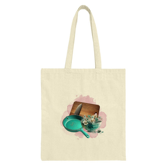 Floral Kitchen Tote Bag, Cooking Utensil Design, Chef Gift Bag, Groceries Tote, Eco Friendly Bag, Farmers Market Tote, Everyday Tote Bag - Tawshia