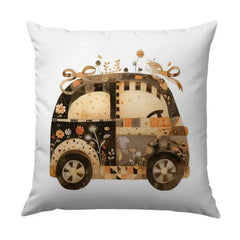 Whimsical Car Pillow, Floral Auto Design, Decorative Throw Pillow, Car Lover Gift, Unique Home Decor Pillow - Tawshia