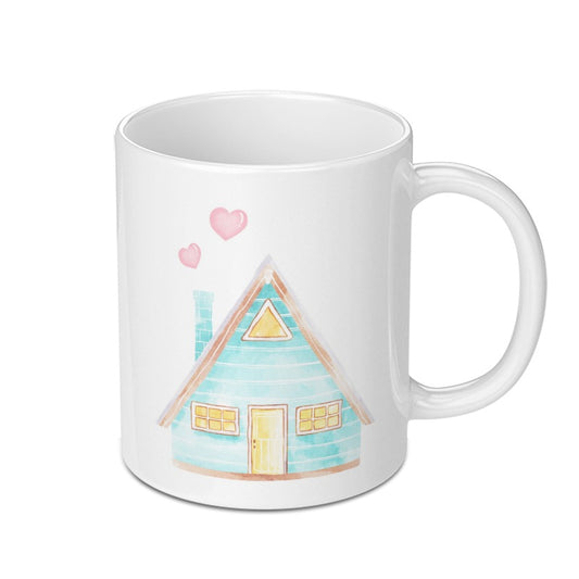 Cute House Mug, Watercolor Home, Cozy Home Gift, Housewarming Present, Cottagecore Decor, Unique Coffee Cup, Home Lover Gift - Tawshia