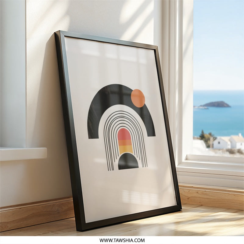 Abstract Geometric Wall Art, Modern Art Print, Minimalist Home Decor, Circle Arch Poster, Contemporary Art, Scandi Wall Decor - Tawshia