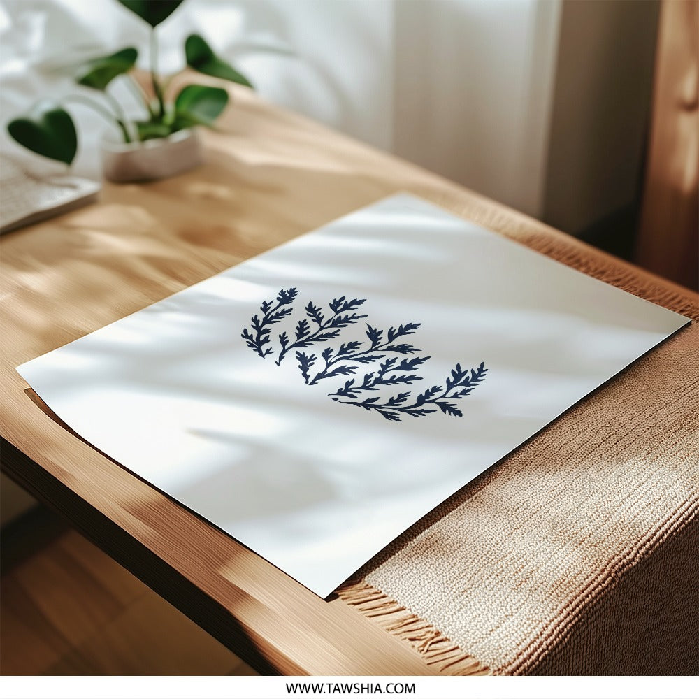 Indigo Leaves Photographic Print, Botanical Art Print, Navy Blue Wall Decor, Minimalist Nature Print, Home Decor Art Print, Modern Print - Tawshia