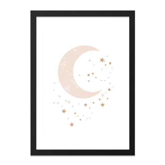 Moon and Stars Wall Art, Celestial Print, Nursery Decor, Kids Room Art, Baby Shower Gift, Boho Wall Art, Moon Art Print, Dreamy Artwork - Tawshia