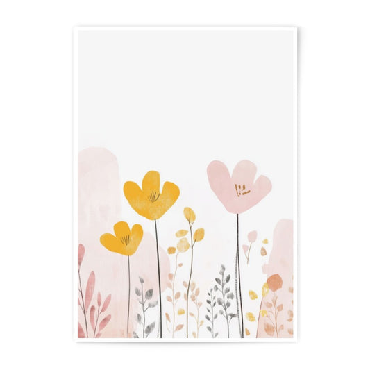 Watercolor Flowers Photographic Print, Floral Wall Decor, Botanical Art Print, Modern Home Decor, Flower Field Art, Minimalist Floral Art - Tawshia
