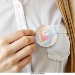 Cute Ice Cream Pinback Button, Kawaii Food Button, Pastel Swirl Button, Trendy Aesthetic, Gift For Friend, Fun Accessory, Ice Cream Lover - Tawshia