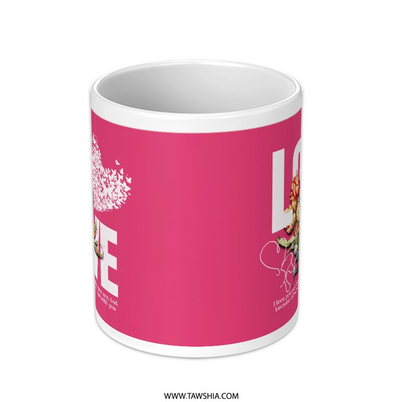 Love Themed Pink and White Mug product
