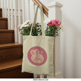 Cute Bunny Tote Bag, Pink Rabbit Design, Adorable Animal Tote, Everyday Carry Bag, Kawaii Style Tote, Gift for Bunny Lovers, Stylish Tote - Tawshia