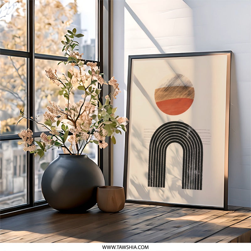 Modern Abstract Wall Art, Geometric Print, Boho Wall Decor, Minimalist Art Print, Circle and Arch Poster, Contemporary Art, Home Decor - Tawshia