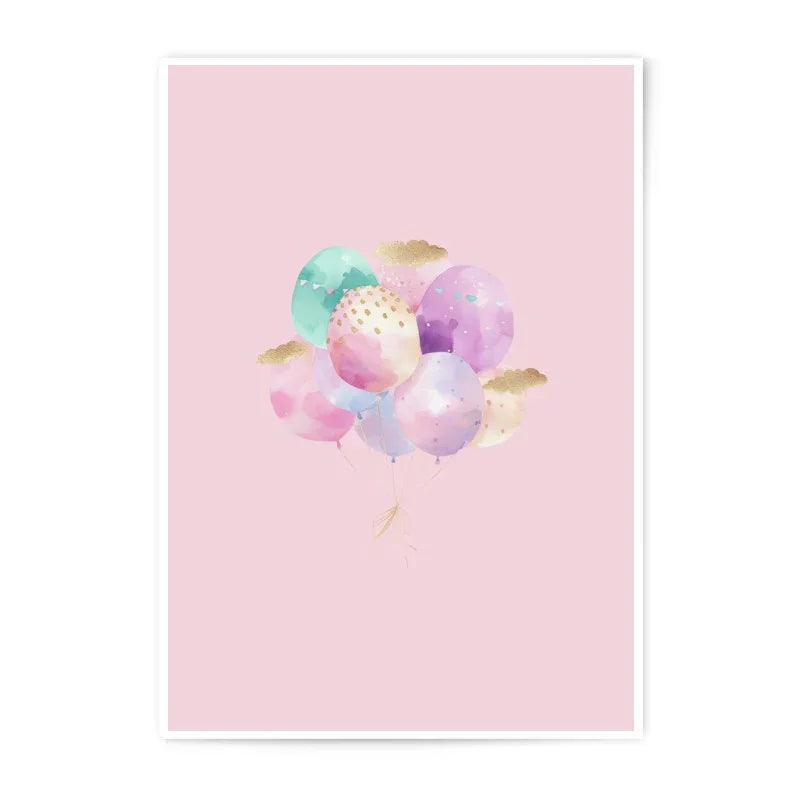 Watercolor Balloons Photographic Prints, Pastel Party Decor, Kids Room Art, Nursery Wall Art, Birthday Gift, Balloon Photography Prints - Tawshia