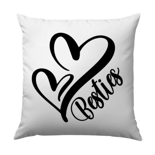 Besties Pillow, Best Friend Gift, Friendship Pillow, Heart Pillow, Decorative Pillow, Room Decor, Gift for Bestie, Home Decor - Tawshia
