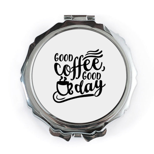 Good Coffee Good Day Pocket Mirror, Cute Pocket Mirror, Portable Makeup Mirror, Coffee Lover Gift, Daily Motivation Gift - Tawshia