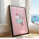Cute Unicorn Wall Art, Kawaii Unicorn Decor, Pastel Nursery Art, Dreamy Unicorn Gift, Kids Wall Art - Tawshia