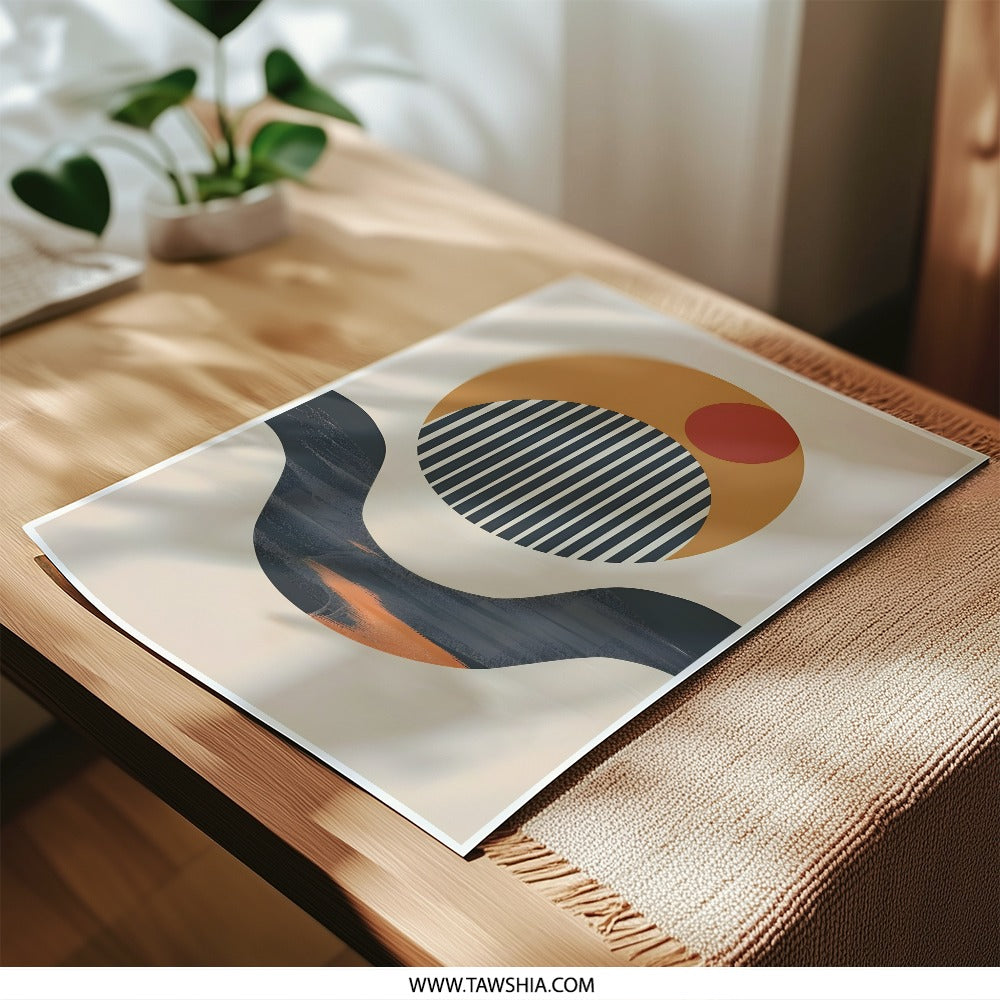 Modern Geometric Photographic Print, Abstract Art Wall Decor, Minimalist Poster, Shapes Art, Home Decor, Art Print, Circle and Curve Art - Tawshia