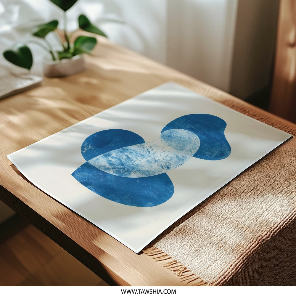 Indigo Abstract Photographic Print, Geometric Art, Modern Wall Decor, Unique Shapes, Blue Art Print, Home Decor - Tawshia