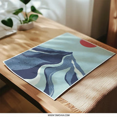 Mountain Photographic Print, Abstract Landscape, Red Sun Art, Modern Wall Decor, Nature Print, Unique Home Art, Stylish Photo Print - Tawshia