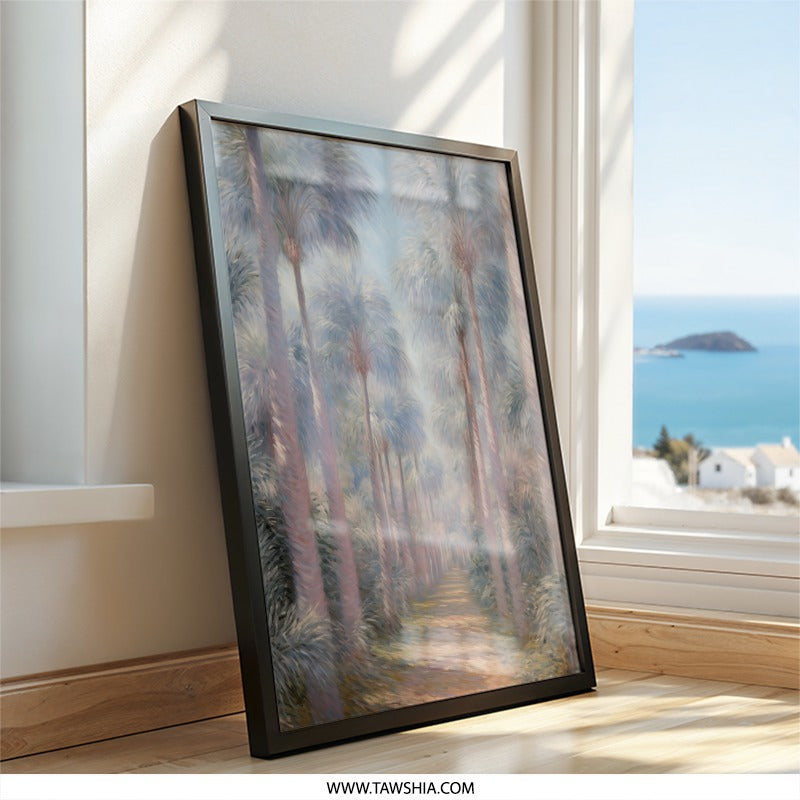 Palm Tree Wall Art, Tropical Artwork, Coastal Decor, Serene Landscape, Nature Print, Beach House Art, Vacation Home, Elegant Art Print - Tawshia