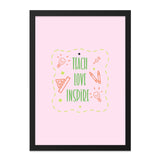Teach Love Inspire Wall Art, Teacher Gift Print, Classroom Decor, Education Art, Positive Quote Poster, Teacher Appreciation, Pink Art - Tawshia