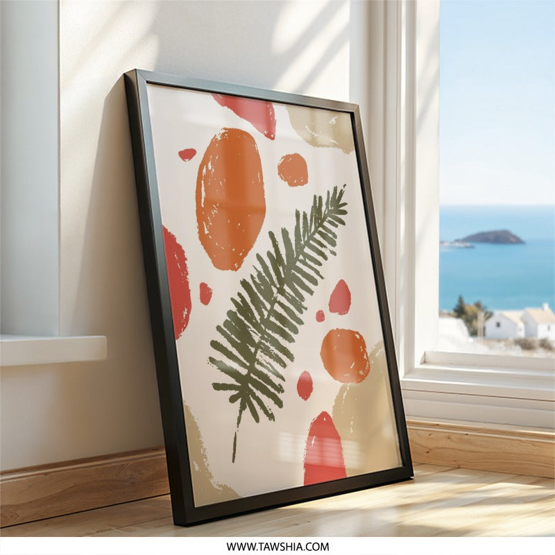 Abstract Fern Wall Art, Botanical Print, Modern Art Print, Boho Decor, Earthy Tones Wall Art, Minimalist Wall Decor, Living Room Decor - Tawshia