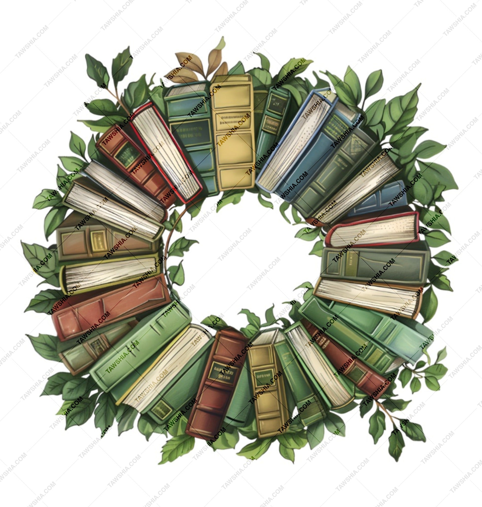 Book Lover Gift Mug, Literary Wreath Mug, Reader Gift, Books and Greenery Mug, Librarian Mug, Bookish Mug, Cozy Reading Gift, Novel Mug - Tawshia