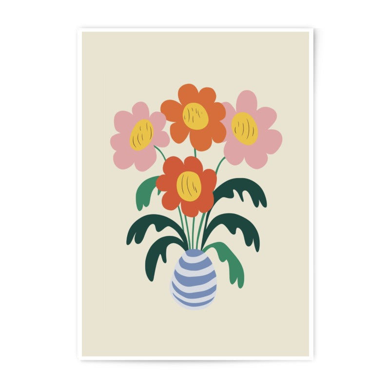 Floral Photographic Print, Flower Bouquet Art, Botanical Illustration, Home Decor, Modern Wall Art, Cute Flowers, Vase Art Print - Tawshia