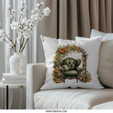 Autumn Reading Nook Pillow, Cozy Chair and Books, Fall Decor Throw Pillow, Pumpkin Floral Accent Pillow, Library Lover Gift - Tawshia