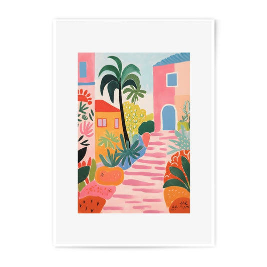Tropical Town Photographic Print, Colorful Cityscape Art, Summer Palm Tree Wall Decor, Vacation Destination Photo, Home Art Print - Tawshia