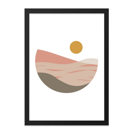 Minimalist Landscape Wall Art, Abstract Sun Print, Modern Boho Decor, Neutral Color Art, Geometric Wall Decor, Scandinavian Wall Art - Tawshia