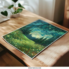Night Sky Meadow Photographic Print, Starry Night Landscape Art, Forest Photography, Dreamy Nature Print, Wall Art Decor - Tawshia