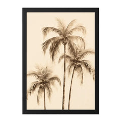 Tropical Palm Tree Wall Art, Coastal Decor, Beach House Art Print, Neutral Tone Print, Sepia Palms Wall Decor, Framed Palm Tree Art - Tawshia