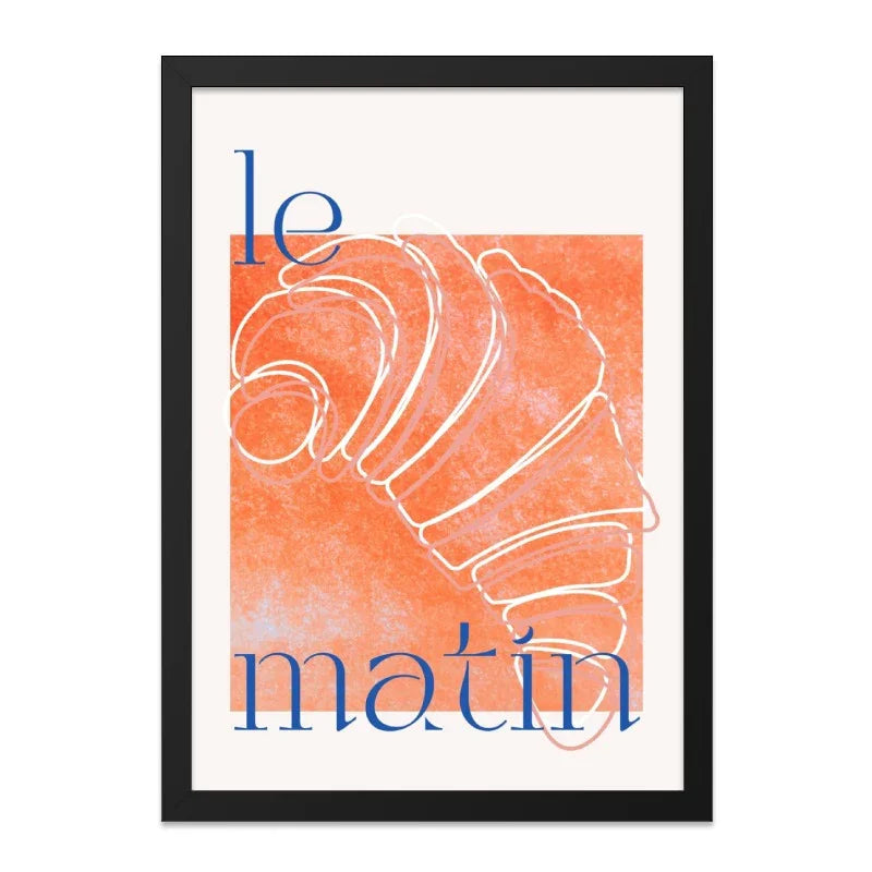 Croissant Wall Art, French Le Matin Print, Breakfast Wall Decor, Food Poster, Kitchen Wall Art, Modern Art Print, Minimalist Art, Home Decor - Tawshia