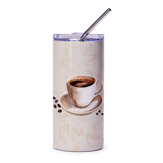 Coffee Cup Tumbler, Watercolor Coffee, Coffee Lover Gift, Caffeine Tumbler, Travel Mug, Coffee Beans, Hot Drink Tumbler, Office Gift - Tawshia