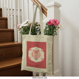 Pink Owl Tote Bag, Cute Bird Gift, Floral Tote, Trendy Owl Design, Stylish Tote Bag, Everyday Bag, Reusable Shopping Bag, Gift Idea - Tawshia