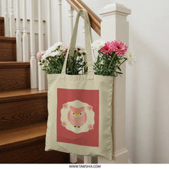 Pink Owl Tote Bag, Cute Bird Gift, Floral Tote, Trendy Owl Design, Stylish Tote Bag, Everyday Bag, Reusable Shopping Bag, Gift Idea - Tawshia